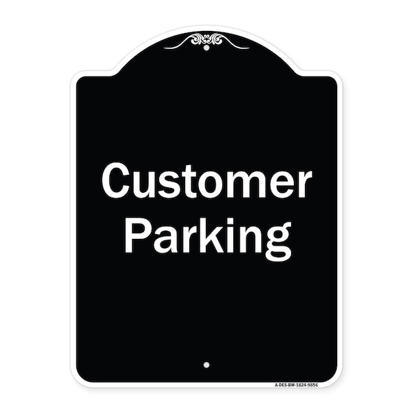Designer Series-Customer Parking 2, Black & White Heavy-Gauge Aluminum, 24" x 18", BW-1824-9856
